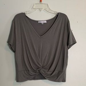 Olive Green V-Neck Tee with Tie NWOT